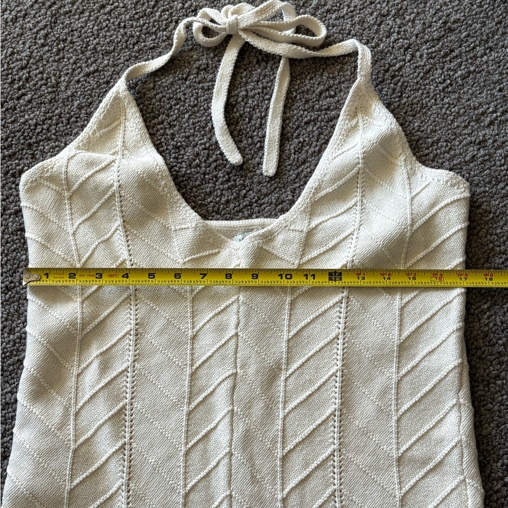 NWT American Eagle Cream -Blue Chevron Crochet Beach Halter Romper Shorts XL - Picture 7 of 7